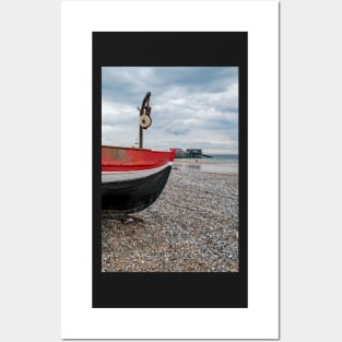 Crab fishing boat on the shingle beach Posters and Art